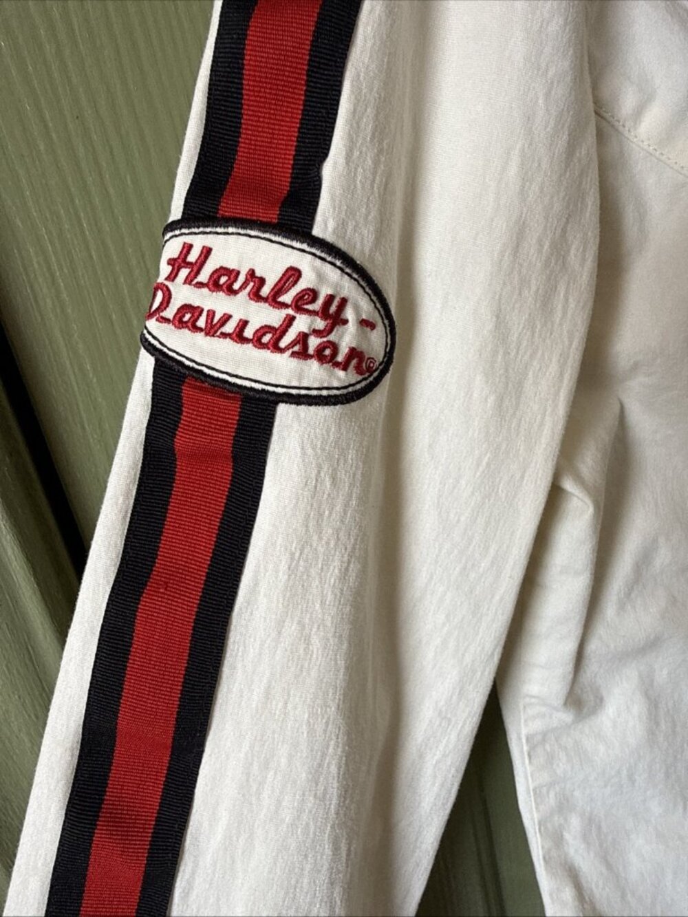 Harley Davidson Short Light Jacket Women M White Logo Full Zip Long Sleeve - Picture 7 of 12